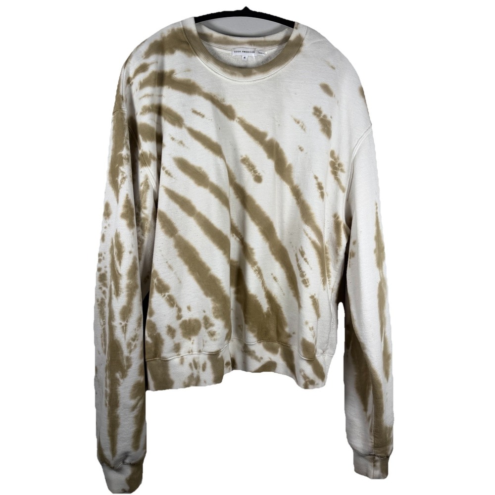 Good American BOYFRIEND SWEATSHIRT GS0236KP Putty Tie Dye001 Size 4